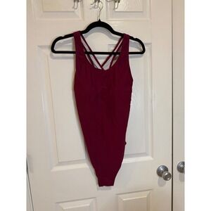 Tempt Me One Piece Swimsuit Criss‎ Cross Back Padded Swimwear Burgundy Size 10